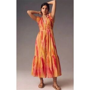 Anthropologie midi dress the peregrine pink combo (medium)